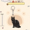 Gedetailleerd zijaanzicht van 2D acryl katten sleutelhanger met dikte van 0,25 cm - Zwarte Katstijl Met Gekantelde Kop