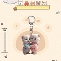 Llavero plano de acrílico 2D con pareja de gatos lindos y grosor de 0,25 cm - Estilo Gatos abrazados con suéteres azul y rosa (4)