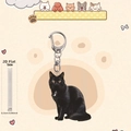 Realistic black cat acrylic keychain with 2D flat design and 0.25cm thickness detail - Staring Black Cat Style