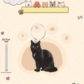 Flat 2D acrylic black cat keychain with silver metal ring and 0.25cm thickness detail - Crouching Black Cat Style