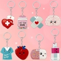 Set de 8 lindos llaveros médicos de acrílico 2D para médicos y enfermeras con dibujos - Conjunto de Tema Médico