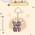 Colgante de coche acrílico 2D con gatos lindos y diseño plano de 0,25 cm de grosor - Estilo Gatos abrazados con suéteres azul y rosa (6)