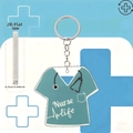 2D flat acrylic nurse life keychain with green scrubs design and stethoscope graphic - Nurse Life Scrub (6)