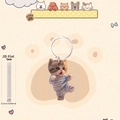 Cute acrylic cat keychain in blue striped pajamas with silver ring for bags - Blue Striped Pajama Cat Style 6 (6)