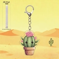 Llavero de cactus de acrílico con vista lateral en 2D y detalle de 0,25 cm grosor - Estilo de Cactus Emoji Redondo (1)