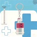 Flat 2D acrylic syringe keychain detail with 0.25cm thickness measurement view - Cartoon Syringe (5)