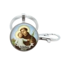 Detail shot of St. Anthony glass dome keychain with religious icon and alloy swivel hook - St. Anthony (6)
