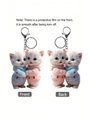 Llavero de gatos 2D en acrílico con suéteres de fresa azules y rosas lindos - Estilo Gatos abrazados con suéteres azul y rosa (7)