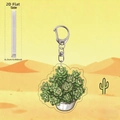 Detail view of 2D acrylic succulent cactus keychain showing 0.25cm thickness and D-ring - Compact Succulent Style