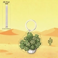 2D acrylic succulent cactus keychain with 0.25cm thickness detail and silver keyring - Rounded Leaf Succulent Style