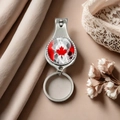 Canada flag maple leaf nail clipper keychain with polished stainless steel finish - Style 24