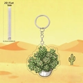 Detail view of 0.25cm 2D acrylic cartoon succulent keychain showing thickness and side profile - Layered Cartoon Succulent Style