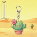 Détail montrant l'épaisseur de 0,25 cm du porte-clés cactus plat en acrylique 2D - Style Pot Dorky (4)