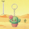 Détail montrant l'épaisseur de 0,25 cm du porte-clés plat en acrylique cactus - Style Pot Moe (6)