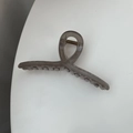 Detalle de una pinza para el pelo gris pardo translúcida con forma de lazo y muelle - Gris