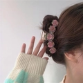 Pince à cheveux en résine transparente avec décors de pêches roses sur coiffure - 2# Base Transparent Pêche