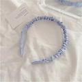 Chic pleated satin headband in light purple for a stylish Korean hair accessory look - Light Blue