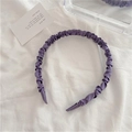 Elegant lilac purple satin ruffled headband with a trendy scrunchie design for women - Dark Purple