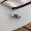 Fermaglio vintage con perla viola, quadrato opaco e fiocco di strass eleganti - Stile Fiocco (B-1219)
