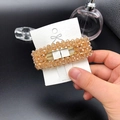 Eleganter Haarclip mit bernsteinfarbenen Kristallen und goldener Metallbasis - Rechteck Braun
