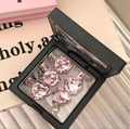 Set di 5 fermagli per capelli con cristalli a forma di cuore rosa in scatola nera - Rosa