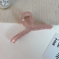 Pince à cheveux rose translucide surdimensionnée pour cheveux épais avec ressort doré - Rose