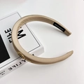 Champagne gold satin padded headband with vintage gold badge and handmade label detail - Small Coffee