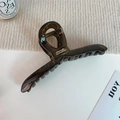 Pince à cheveux extra large en résine écaille de tortue marron avec logo doré - Écaille de Tortue (Gris)