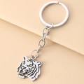 Vintage zilveren legering tijgerhoofd sleutelhanger met detail voor tassen en accessoires - Tijgerkopvorm (670264062363)