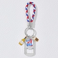 America's #1 DAD metal bottle opener keychain with red white and blue woven leather strap - America's Best Dad Style