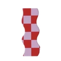 Vase en céramique à damier minimaliste aux motifs rose-rouge et bords ondulés - Vague Rose Rouge