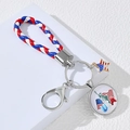 Braided leather USA flag keychain with star pendant and Statue of Liberty emblem - Flag Star Style