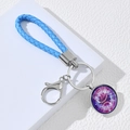 Blue braided leather zodiac keychain with a celestial crystal ball pendant bottle opener - Purple Starry Night Style (4)