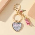 Golden heart pendant keychain with rose and tassel for Mother's Day gift set - To My Daughter Inspirational (7)