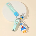 Multifunctionele sleutelhanger met blauwe eendenpop en muntgroene nagelknipper set - Muntgroen Eend Thema