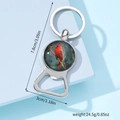 Red Cardinal glass dome metal bottle opener keychain with size and weight dimensions - Red Cardinal Style (1)