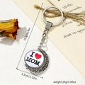 Rotating I Love Mom silver crescent moon keychain pendant for Mother's Day gifts - Silver Heart Style(1)