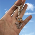 Hip-hop style basketball hoop keychain with mini orange ball and silver metal ring - Orange Black Basketball Hoop Style