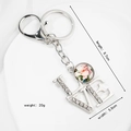 Silver LOVE keychain with pink rose gem and rhinestones for Mother's Day gift - Silver Rose (1)