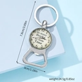 Vintage Metall Flaschenöffner Schlüsselanhänger mit Glasstein-Uhr und Spruch - Silber Vintage Uhr Flaschenöffner Stil (4/8/26)