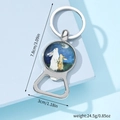 Cartoon Kaninchen Mond Schlüsselanhänger Flaschenöffner aus Silbermetall für Geschenk - Doppelhase Blick Mond (Silber)