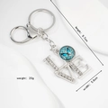 Porte-clés LOVE en argent avec pendentif papillon bleu et strass scintillants - Argent (Papillon Bleu)