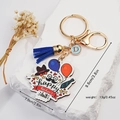 Cartoon Father's Day keychain with blue tassel and Happy Father's Day printed tag - Father's Day Color Print Style (1)