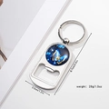 Zilveren flesopener sleutelhanger met blauwe vlinder, afmeting 8,7 cm bij 3,0 cm groot - Blauwe Vlinder Sterrenhemel Stijl (Stijl 1)
