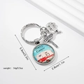 Silver camping keychain with Happy Camper glass pendant and metal caravan charm - Happy Camper RV Style (Style 8)