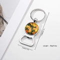 Portachiavi apribottiglie in metallo argento con motivo girasole e margherita in vetro - Motivo Margherita Gialla (Stile 1)