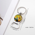 Dettaglio delle dimensioni dell'apribottiglie portachiavi girasole con misure in metallo - Motivo Girasole (Stile 3)