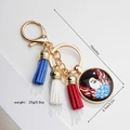 Eagle pendant keychain dimensions 10cm length with red blue tassel and glass charm - Two-way Eagle Flag (Style 9)