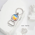 Silver metal American flag eagle bottle opener keychain with glass gem on marble stone - American Patriotic Flying Eagle (Style 8)