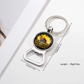 Polished sunflower bottle opener keychain with size details on white background - Sunflower Butterfly And Sunshine (Style 9)